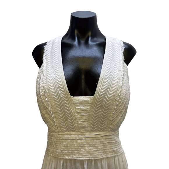 Ramy Brook White Maxi Dress w/Pleated Bodice Size S - Picture 2 of 10